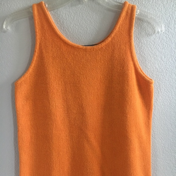 EUC Vintage 80’s Tangerine Orange Knit Designer Cropped Tank Top in Size Small - Picture 5 of 11